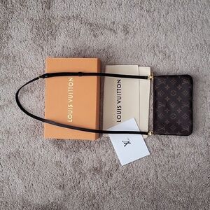 Authentic Louis Vuitton Double Zip Pochette - Monogram + Monogram Reverse